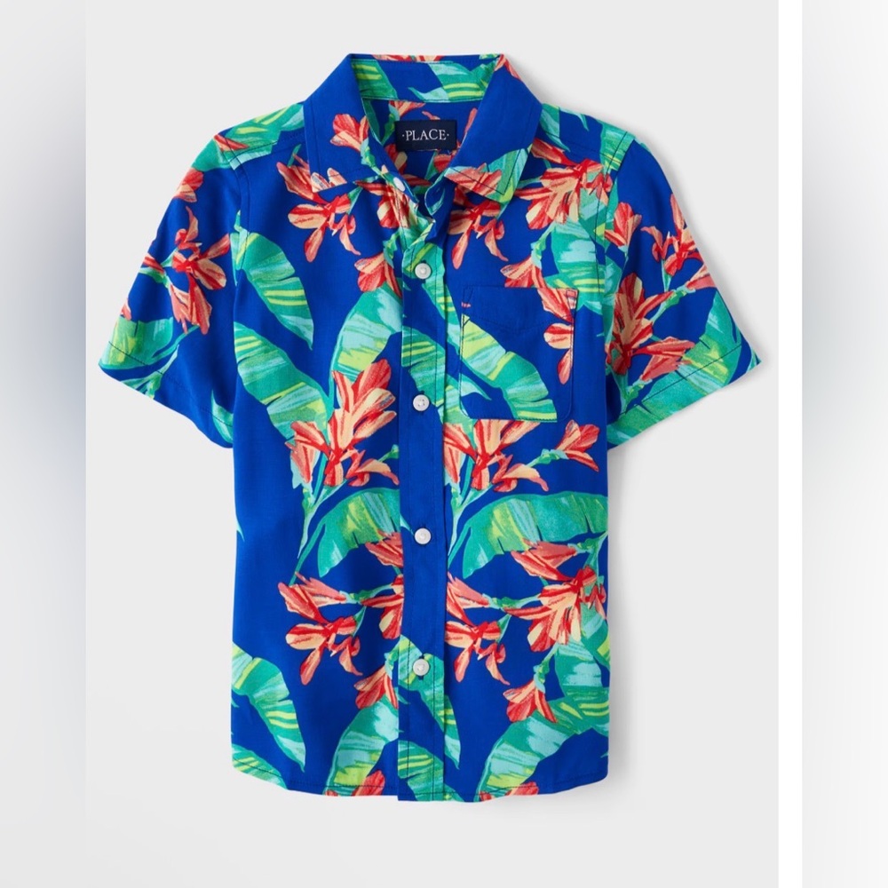 The Children's Place Tropical Blue Button Down Shirt